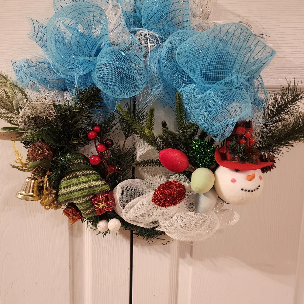 Festive Blue Holiday Wreath